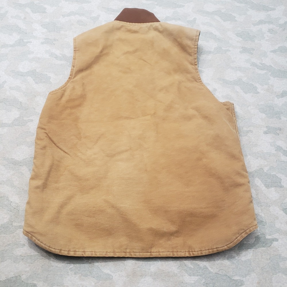 Vintage Carhartt Vest Mens Large Tall Brown Full Zip Diamond Quilted Workwear - Picture 7 of 10